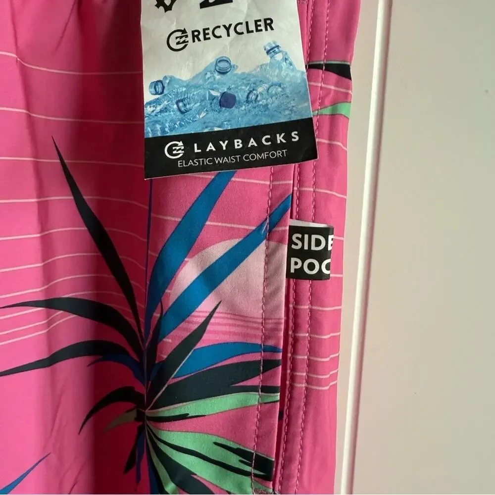 Billabong Recycler Pink‎ Tropical Swim Trunks Men's New XL